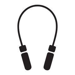 Isolated graphic of a dark jump rope with handles on a white background for exercise and fitness use