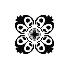 Black abstract symmetrical pattern with concentric circles
