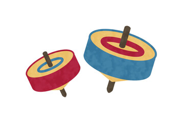 伝統的な赤と青の和風こまのベクターイラストセット