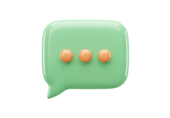 Mint green speech bubble with dots isolated PNG, 3D rendering message icon