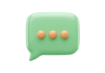 Mint green speech bubble with dots isolated PNG, 3D rendering message icon