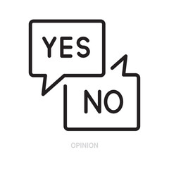 Opinion line icon. Speech bubble symbol. Yes or no sign. Isolated on a white background. Editable stroke. Flat design. Vector illustration.