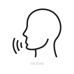 Speaking line icon. Human head symbol. Talk sign. Isolated on a white background. Editable stroke. Flat design. Vector illustration.
