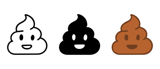 Cute emoji faces in monochrome and color variations
