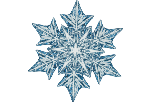Icy blue snowflake PNG isolated on transparent background, winter holiday season decoration