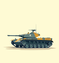 Military Tank in Camouflage on Plain Field