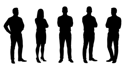 Set of business people vector silhouettes.