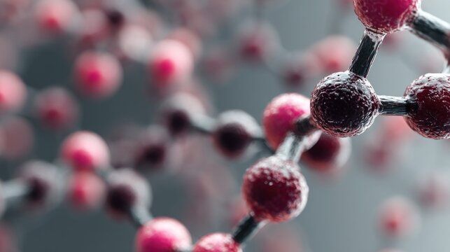 Intricate pink and black molecular structure illustration with blurred background