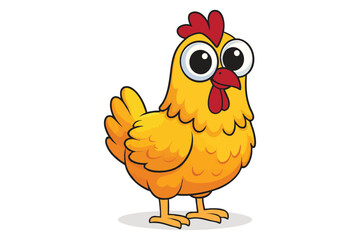 Cute yellow hen vector with expressive big eyes, great for farm-themed illustrations, kids’ books, stickers, and animal projects.