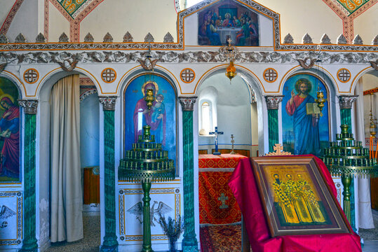 Innenansicht der Kapelle in der Burg von Kalamata, Griechenland