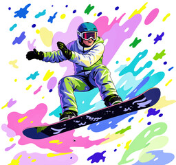 Obraz premium Snowboarder in Action: Dynamic Winter Sports Illustration