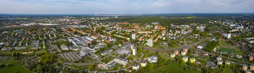 Obraz premium Aerial view around the old town of Cottbus in Germany on a sunny early spring noon