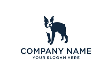 Boston Terrier Dog Logo Icon Design Silhouette Vector