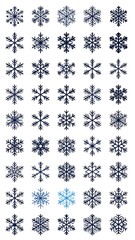 Collection of various symmetrical winter crystal shapes for seasonal themes