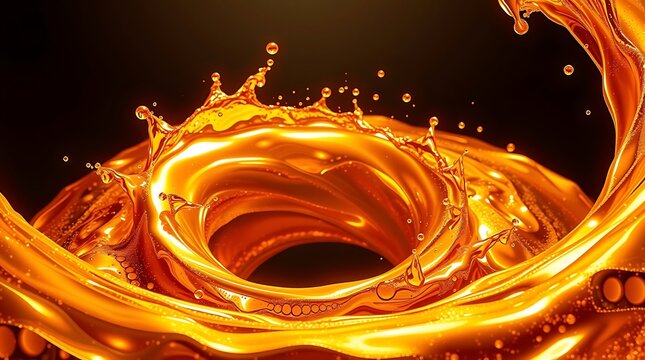 Golden Liquid Vortex - A Swirling Symphony of Amber Fluid.