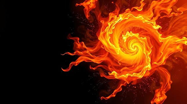 Fiery Vortex - A Swirling Dance of Flames Against the Darkness.