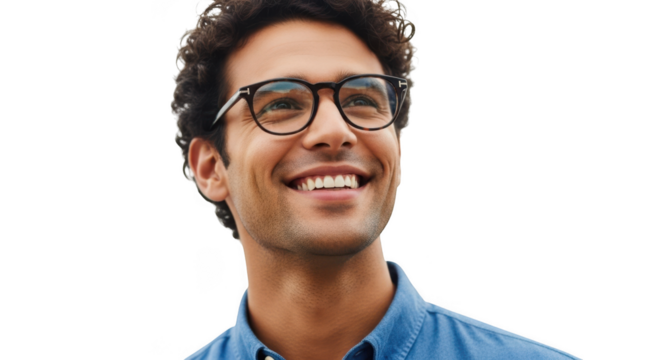 Smiling man with glasses isolated on transparent background