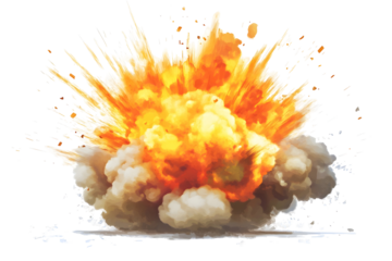 Dynamic comic style explosion with sharp contrast and orange burst for graphic design