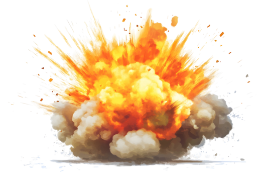 Dynamic comic style explosion with sharp contrast and orange burst for graphic design