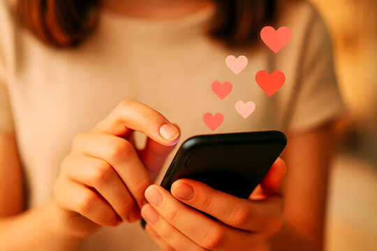 Sending Love Messages on Smartphone with Heart Reactions (No Face)