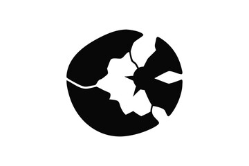 Abstract cracked egg silhouette representing fragility brokenness and new beginnings with a stark black and white contrast