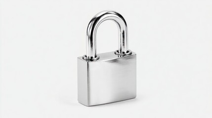 Fototapeta premium Shiny chrome padlock on white background