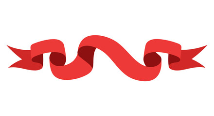 Wavy Red Ribbon Banner with Pointed Ends.