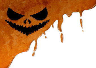 Creepy Pumpkin Face Dripping Horror background 