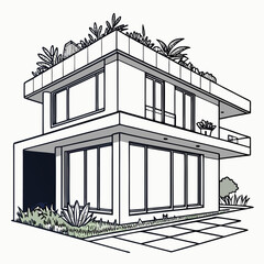 Two story villa with rooftop garden and balcony house