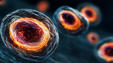 a futuristic medical background showing detailed cellular anatomy and microscopic life forms