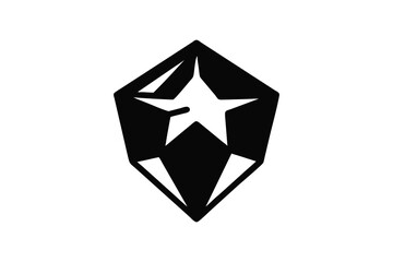 Geometric shield shape with a star inside a stylized silhouette emblem for a brand or logo design
