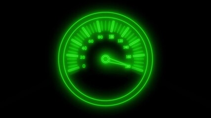 Simple Glowing neon speedometer isolated animated on a black background - Powered by Adobe