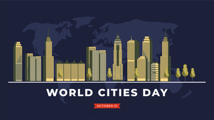 Fototapeta premium World Cities day flyer illustration