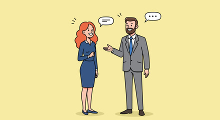 Illustration of two business colleagues having a friendly conversation