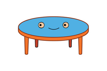 Vector art of a charming cartoon table with a smiling face, perfect for childrens books, educational materials, and delightful furniturethemed designs and illustrations