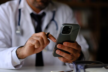 doctor using smartphone
