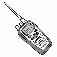 Black and white illustration of a walkie talkie radio 1