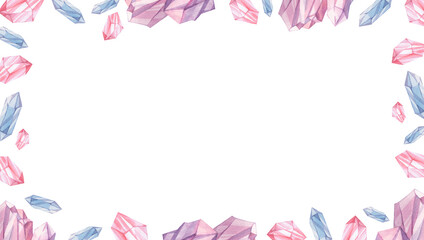 Watercolor frame made of magic crystals
