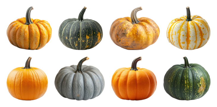 Colorful pumpkins in diverse varieties. - Powered by Adobe