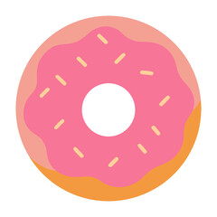 Pink frosted donut with sprinkles isolated on transparent background