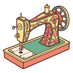 Colorful vintage sewing machine with floral pattern 1