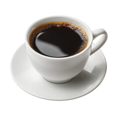 Obraz premium White porcelain cup of black coffee isolated on transparent White background png