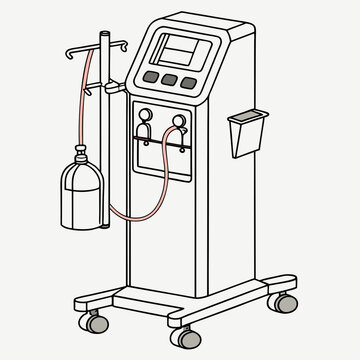 Medical dialysis machine with fluid bag and tubing