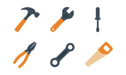 Flat design essential tools collection for construction and repair projects
