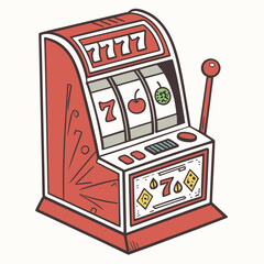 Red slot machine with seven symbols and cherry casino
