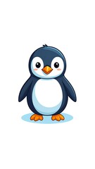 Fototapeta premium Adorable cartoon bird with black and white plumage, standing upright