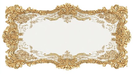 Ornate picture frame art board with Baroque style border featuring intricate gold leaf carvings and vintage decorative elements with empty center