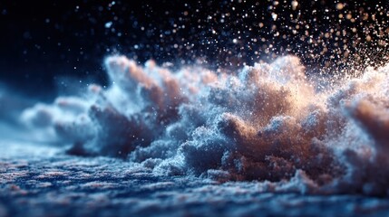 Hypnotic snowfall landscape at night creating a magical abstract scene