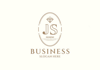 Initial Elegant JS Diamond Business Logo Brand for Jewelry Boutique