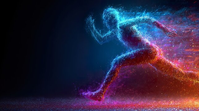 Abstract depiction of a runner in motion energetic digital art